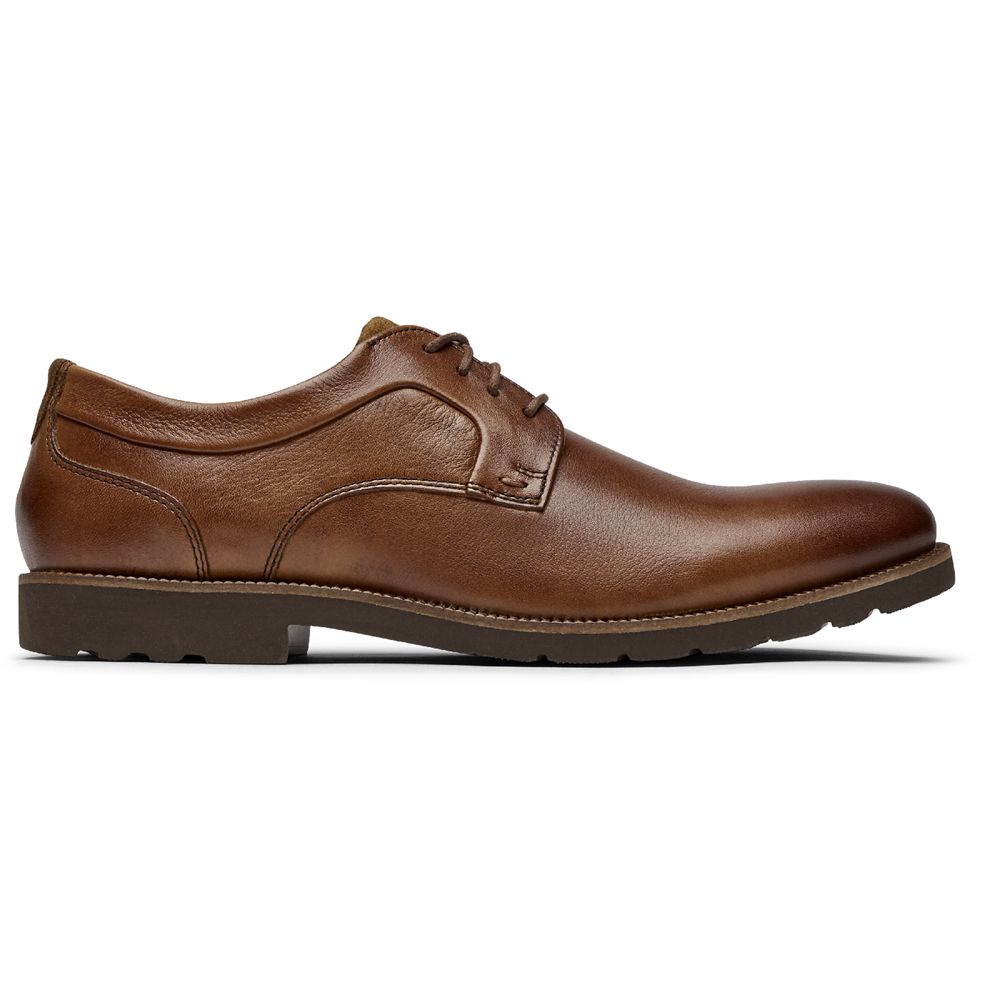 Rockport Men's Sharp & Ready 2 Plain Toe Oxfords - Chocolate - USA (3769LRBSE)
